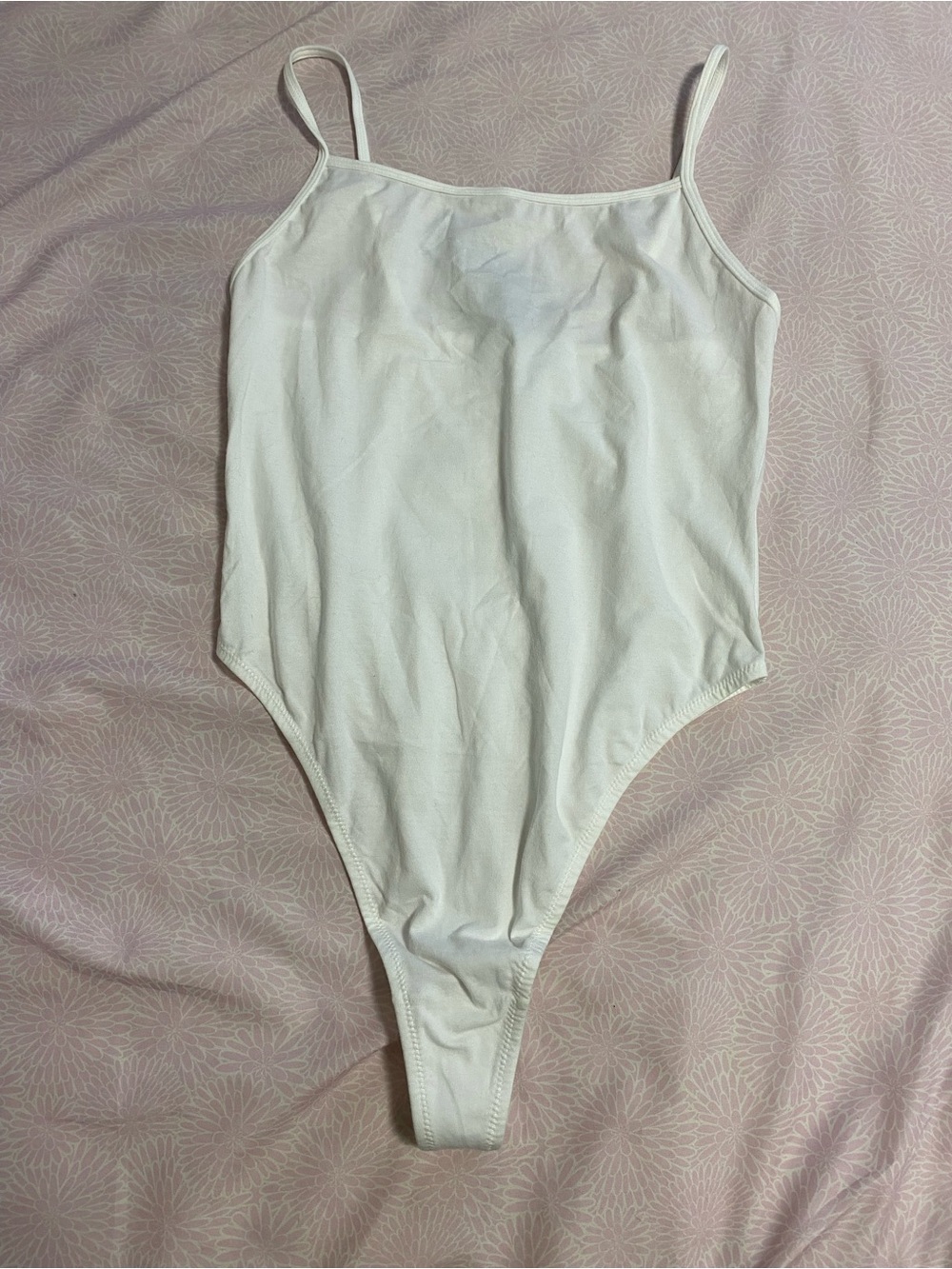 Blush White Spaghetti Strap Bodysuit